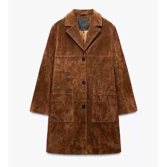 Zara Jackets & Blazers - Zara Brown Suede Leather Coat